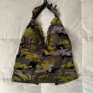 OP camo halter bikini top open back